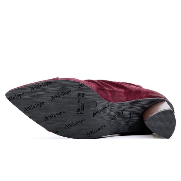 NEW ANTELOPE hetty suede heel boots in bordeaux - Picture 9 of 9